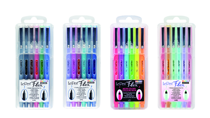 Le Pen Flex Set Jewel Colors 6 Pack Markers Smear Resistant Markers  Non-toxic Markers 6 Pc Assorted Colors Marvy Uchida 